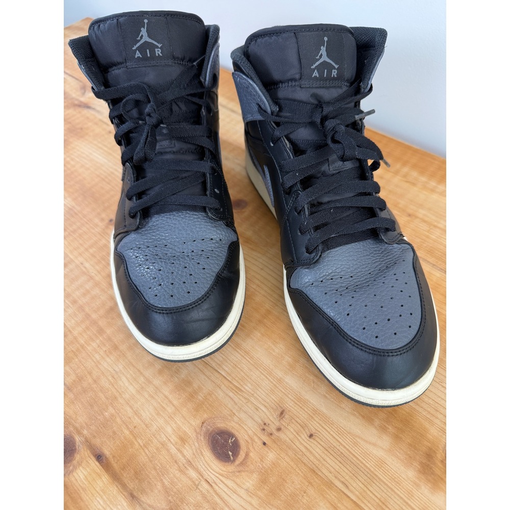 Jordan Air Jordan 1 Mid Mens Size 12 Dark Grey Black 554724-041 Basketball Shoes - Picture 8 of 9